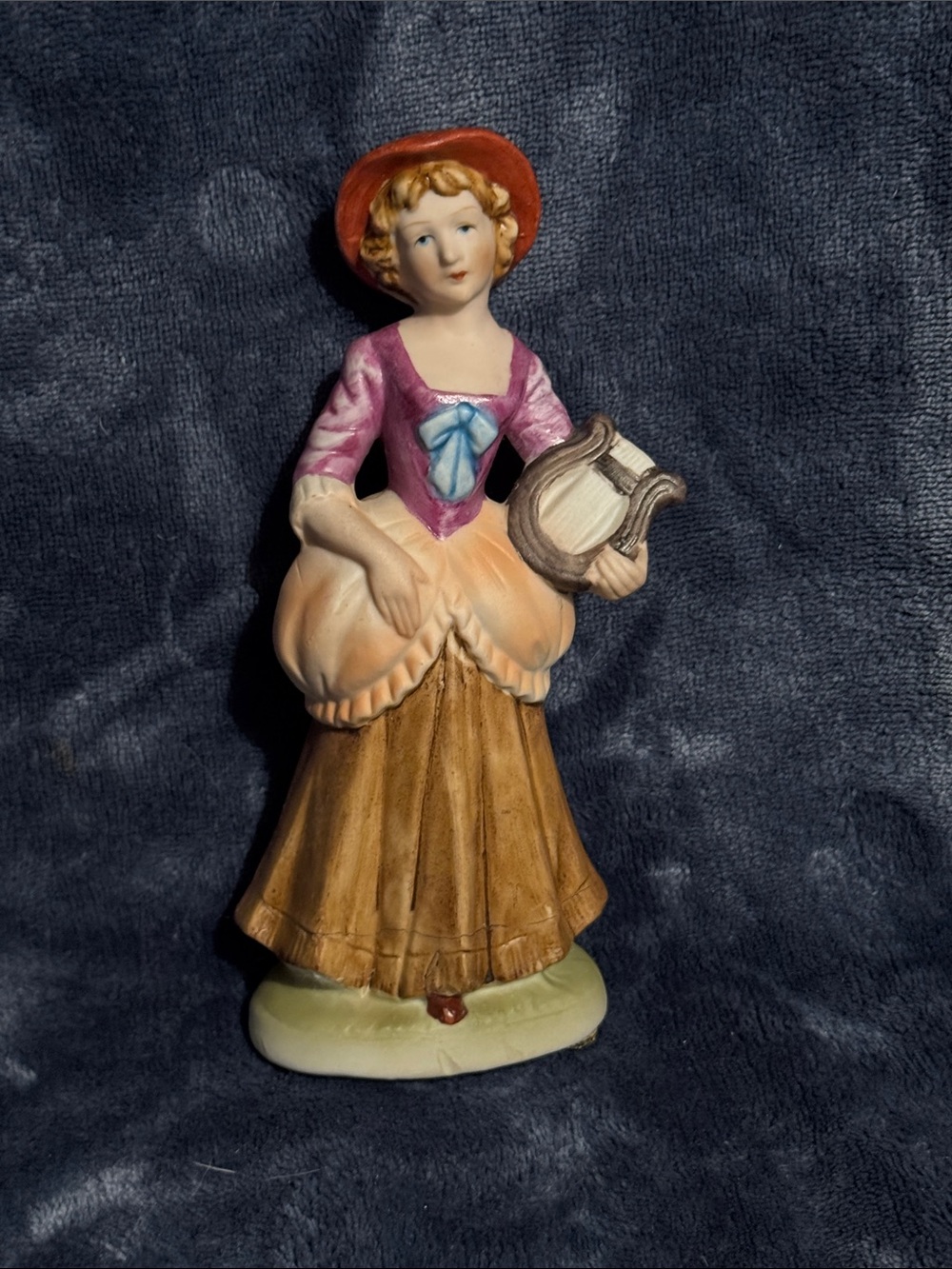Hand-Painted Porcelain Lady Figurine with Lyre